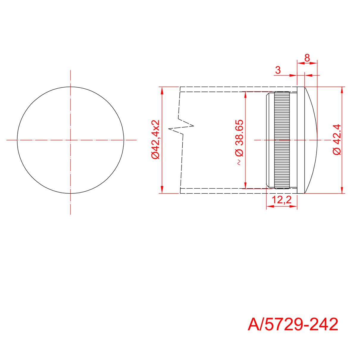Domború végzáró kapaszkodóhoz/oszlophoz