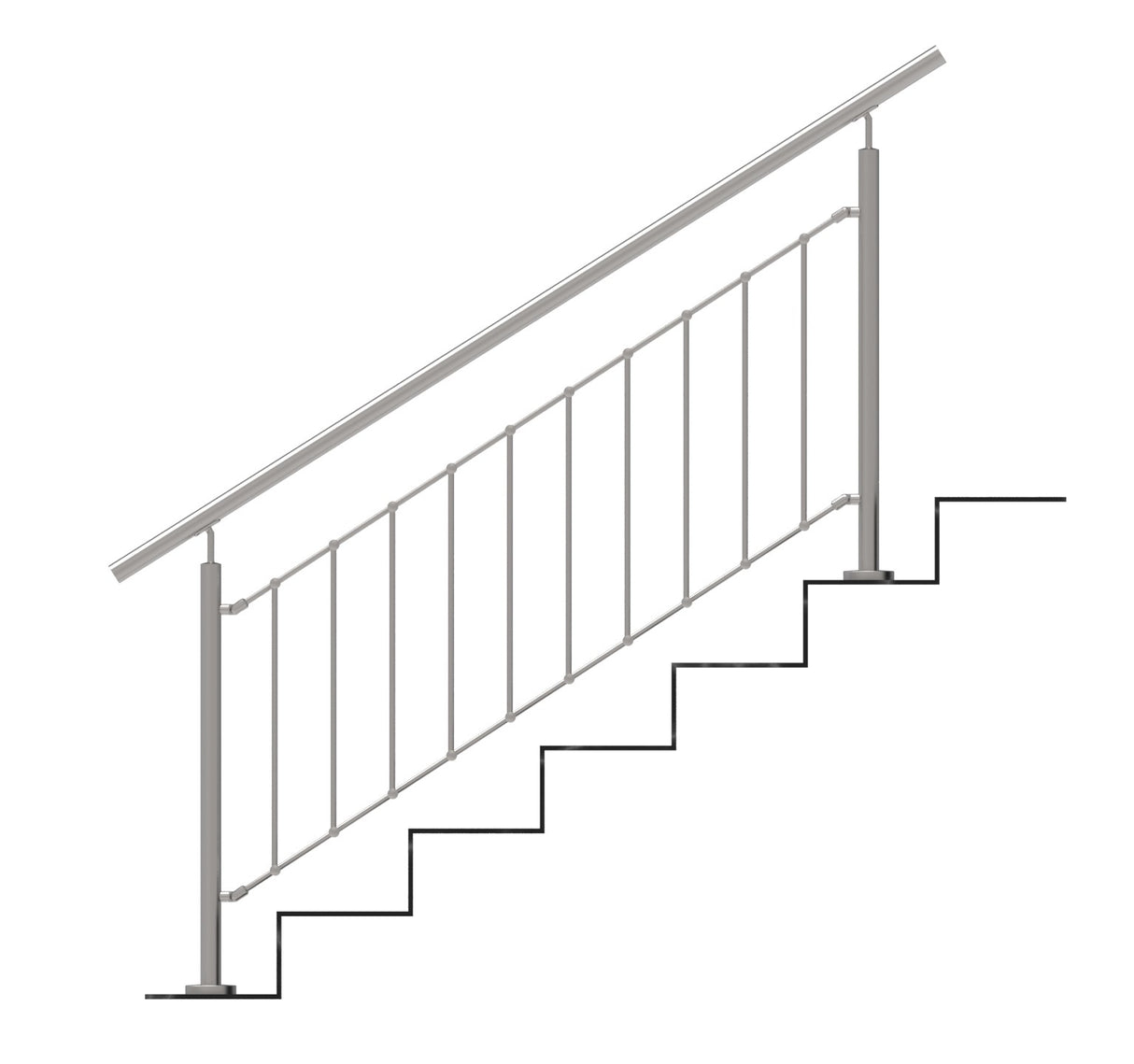 Rozsdam.függőleges osztású lépcsőkorlát szett