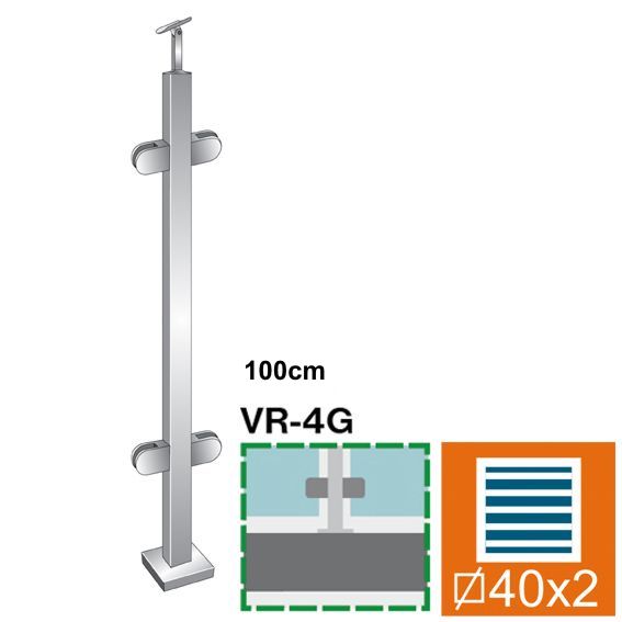 Felső rögzítésű, középső oszlop üvegkorláthoz