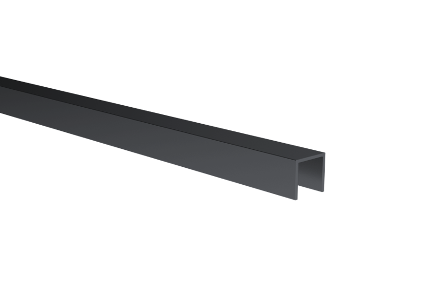 U AL 15x15x2 mm-es üvegezőprofil 6–8 mm-es üveghez, fekete eloxált