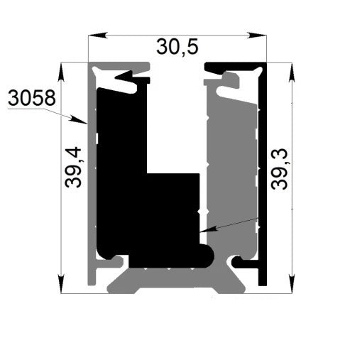 Alumínium profil üveghez, takaróval H40