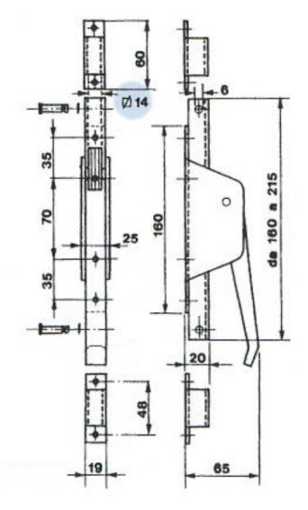 Szárnyaskapu tolózár Zn, L160mm