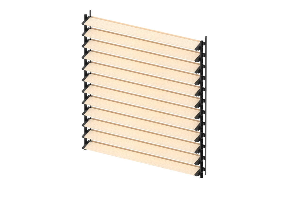 Set čierny hliníkový horizontálny naklápací systém 1,09 m s 1,2 m drevenou borovicovou výplňou 19x95