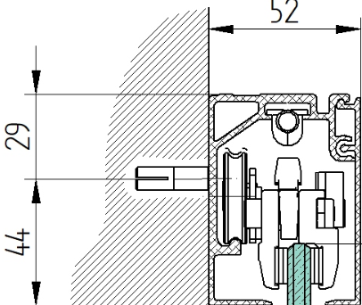 Toló üvegajtóhoz alumín. vezetőprofill