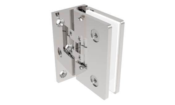 Krómozot sárgaréz zsanér üvegajtóra/falra +/- 90°