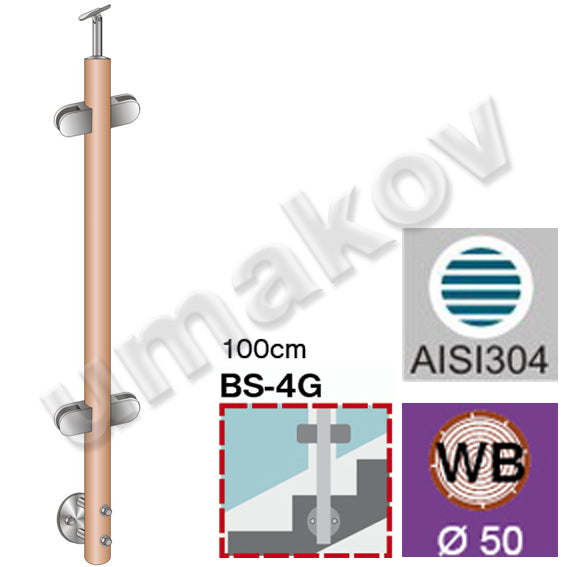 Bükk köztes oldali korlátoszlop lépcsőre4üvegfogós