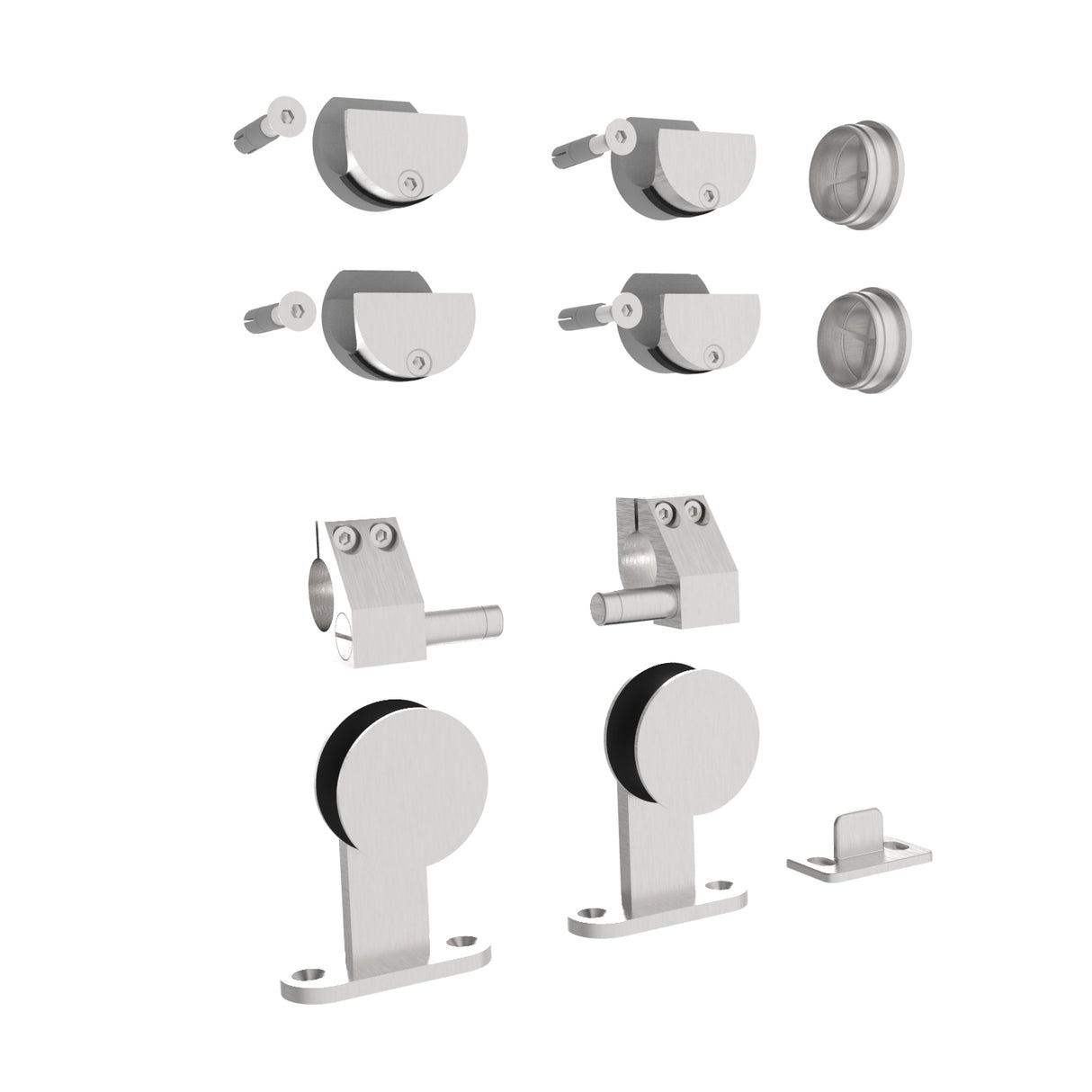 Tolóajtó vasalat garnitúra -vezetőcsőre INOX