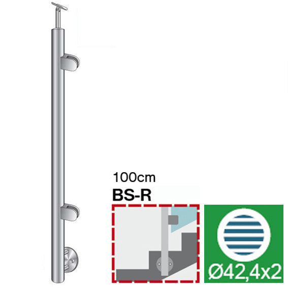 Oldalsó rögzítésű jobbos oszlop üvegkorláthoz