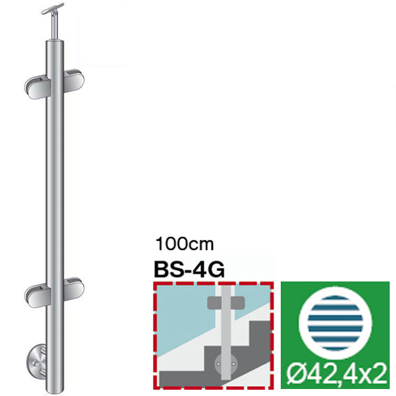 Oldalsó rögzítésű középső oszlop üvegkorláthoz