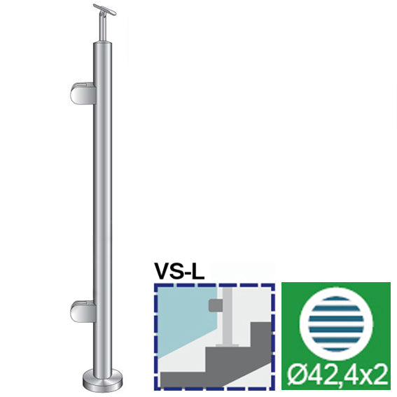 Felső rögzítésű, balos oszlop üvegkorláthoz