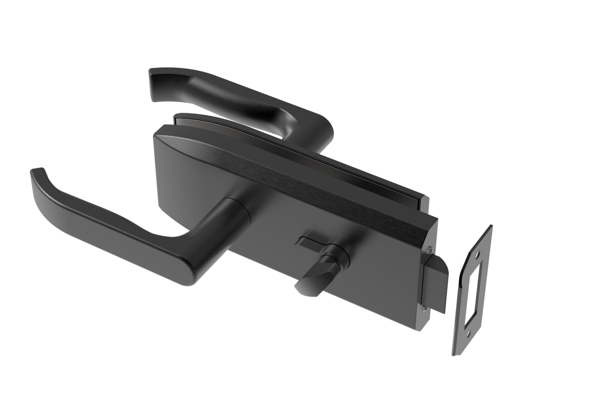 Rozsdamentes zárszerkezet üvegajtóhoz t 8,10,12mm BLACK