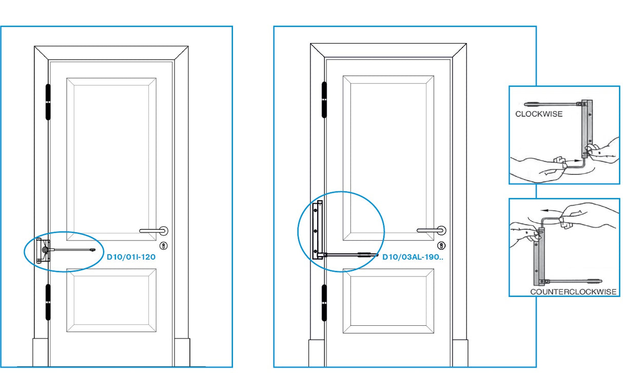 Rugós ajtózáró, Aluminium