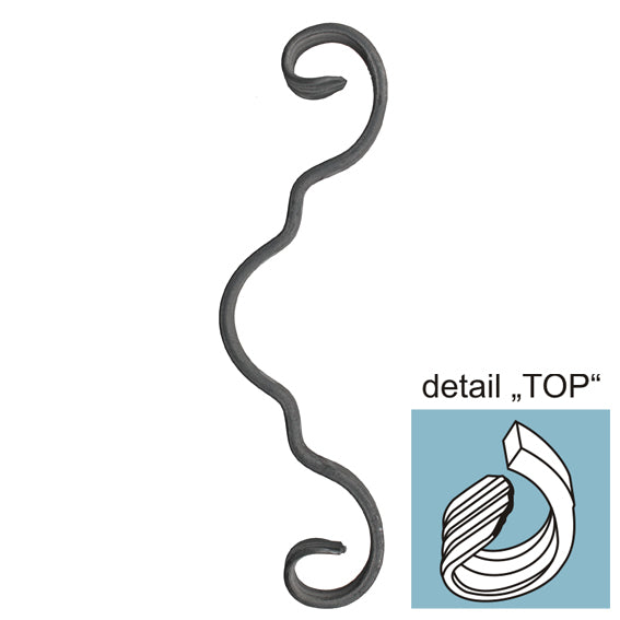 Hajlított díszelem 260x75, 12x6mm