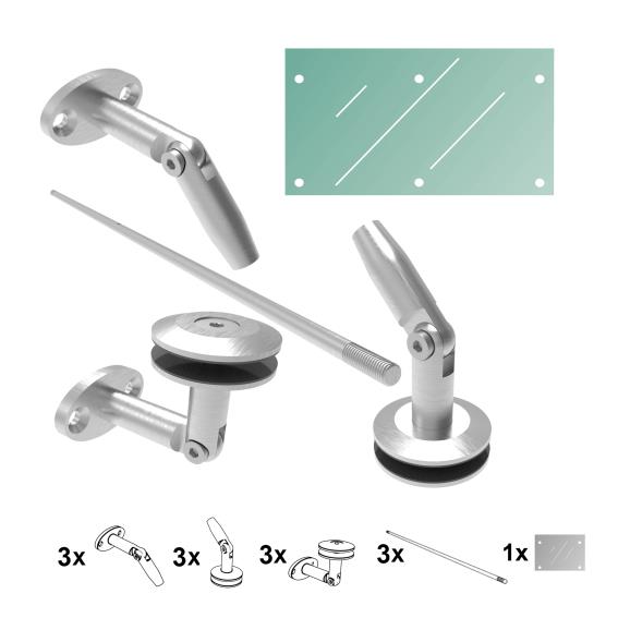 Üveg előtető garnitúra. AISI316, M12