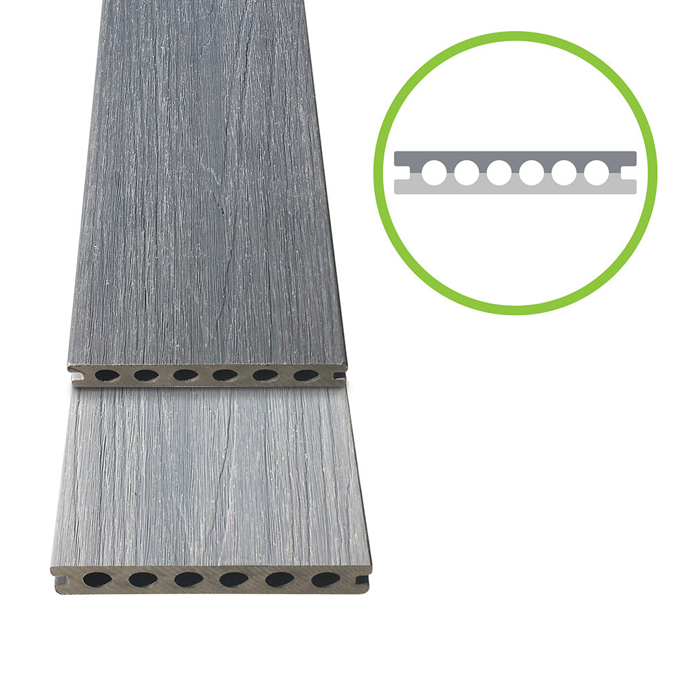 WPC padlódeszka 138x23x4000mm, Szürke/Világosszürke