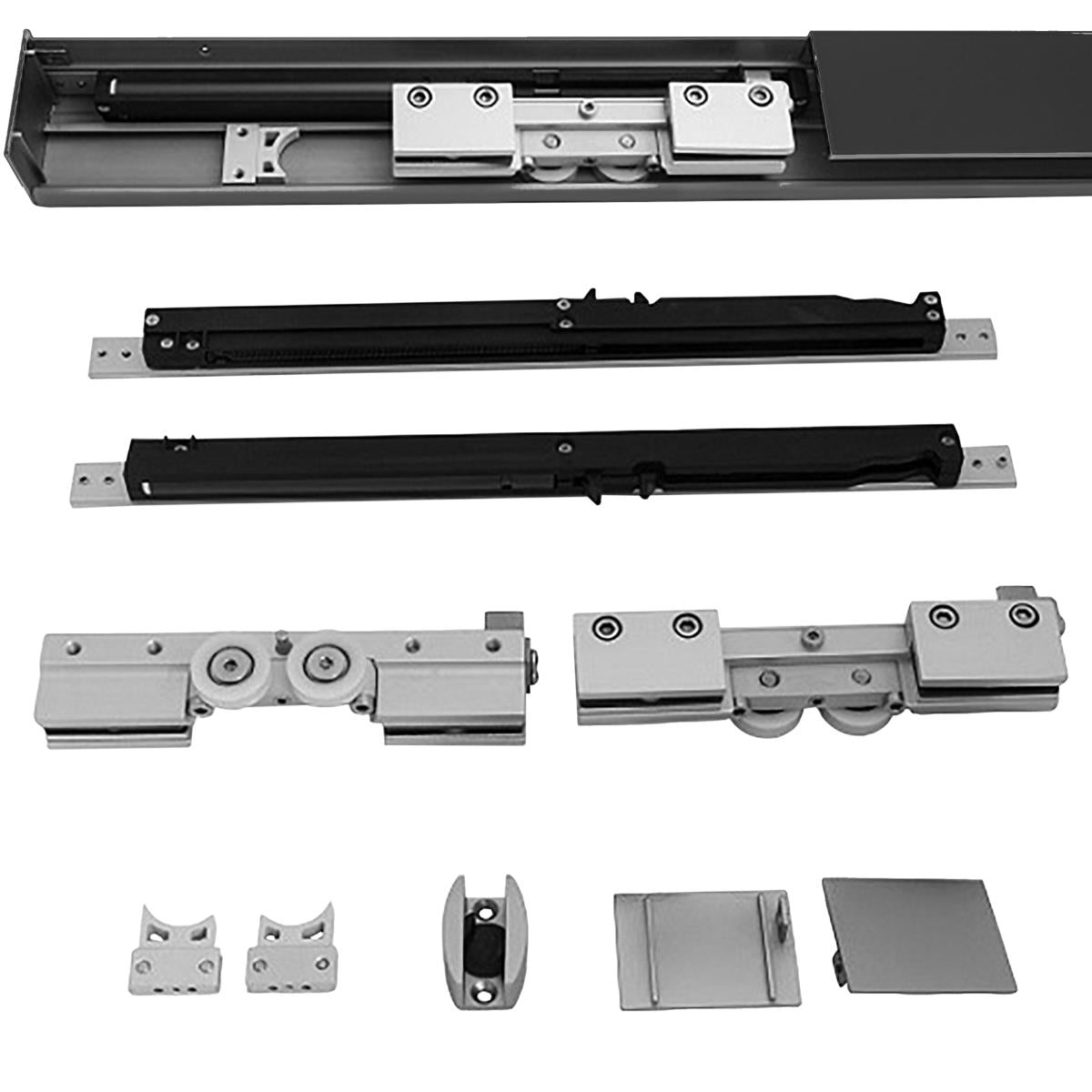 Tolóüvegajtó teljes vasalatgarnitúra -alu black