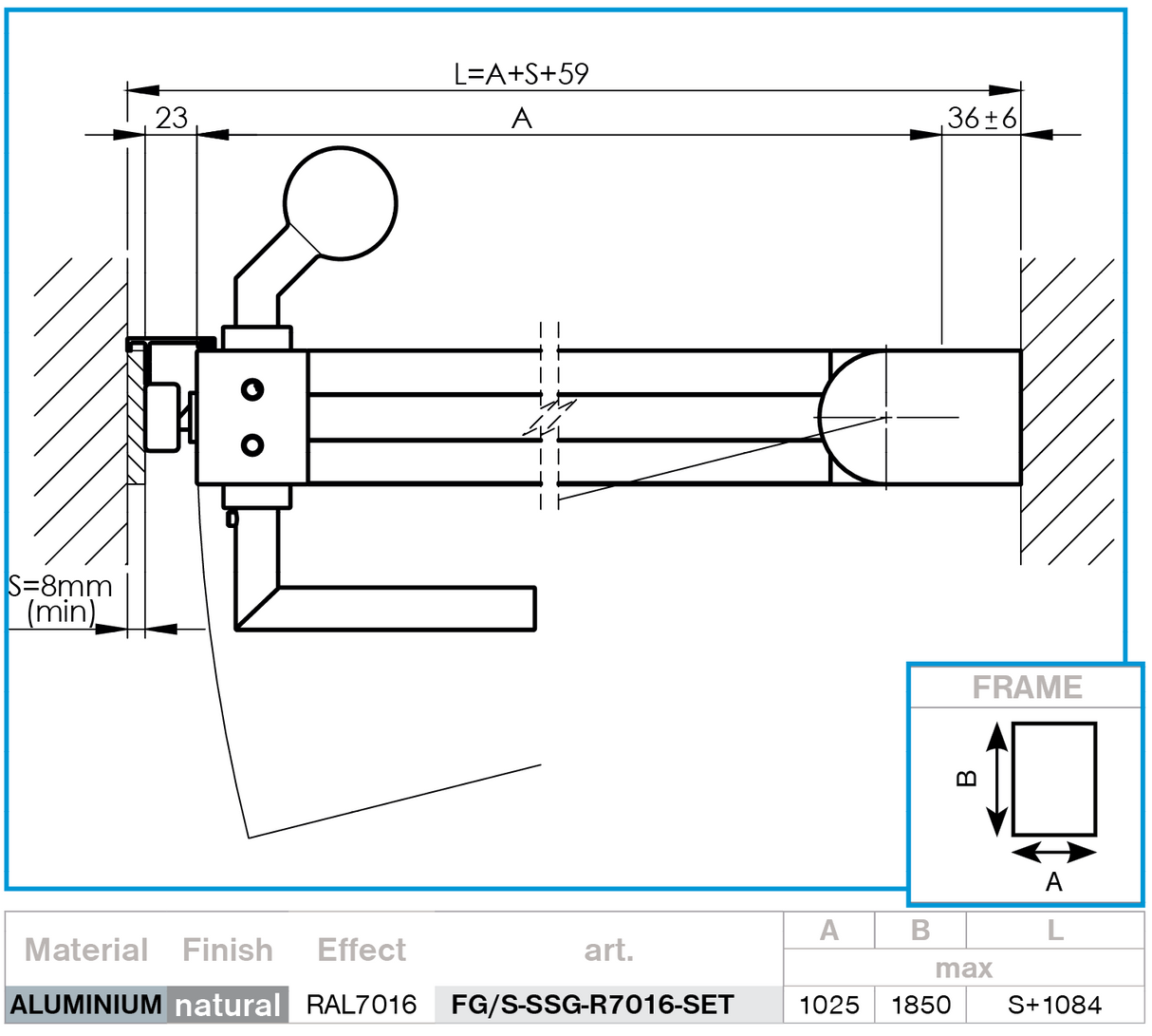 Egyszárnyú kapu 1,025x1,85m 20x100 R7016 kitöltéssel - készlet