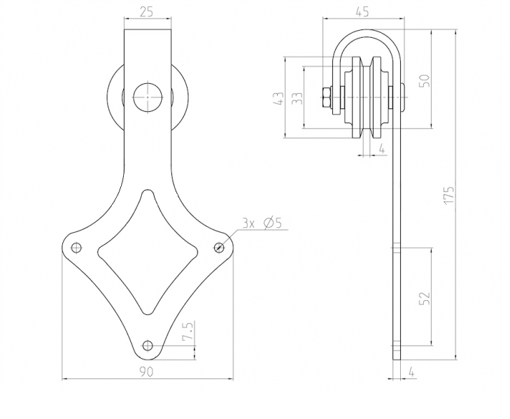 Tolóajtó-szerelvények - mini "Rhombus"