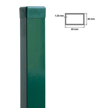 Horganyzott oszlop 60x40mm PVC sapkával, 1800mm - Zöld RAL 6005