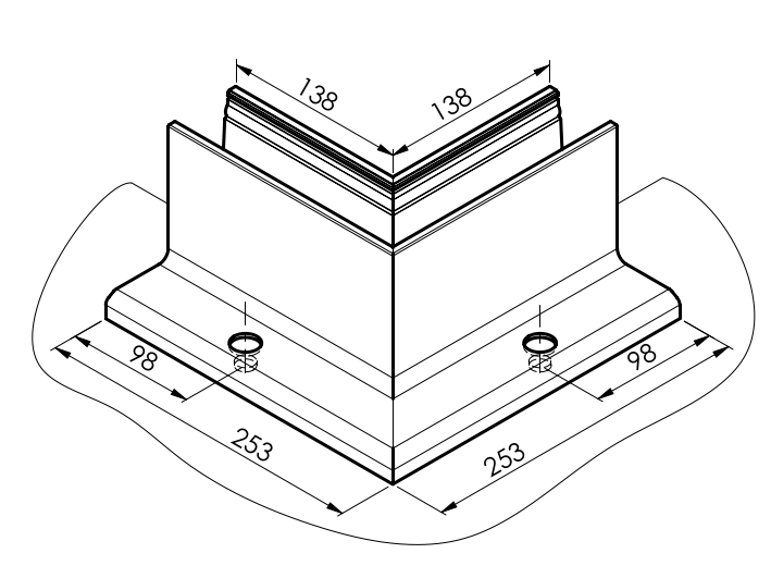 Alumínium profil- belső sarok