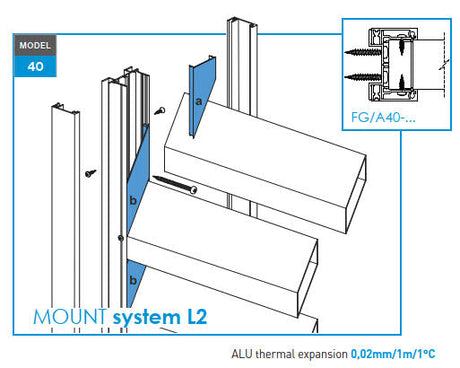 Click-lock távtartó takaróléc U-adapterhez, 41 x 09 - 30mm - Antracit R7016, ferde 5 mm átfedéssel - KÉSZLET