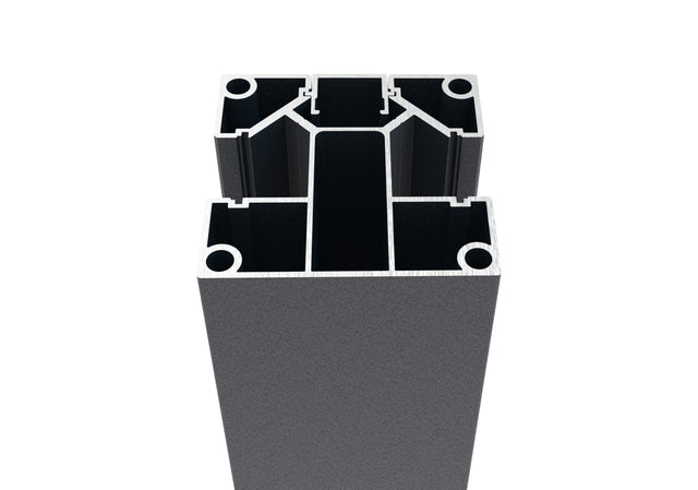 Alumínium kerítésoszlop 70 × 70 mm – 6,0 m – Antracit RAL 7016 – 20 mm széles kitöltésekhez