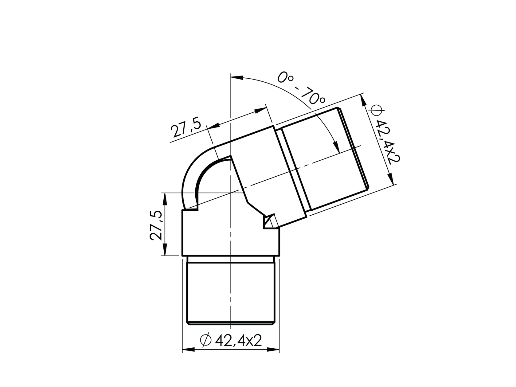 Összekötő könyök körszelvény kapaszkodóhoz