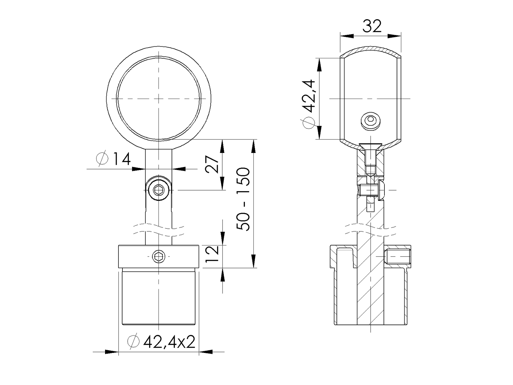 Körkapaszkodó tartó-állitható