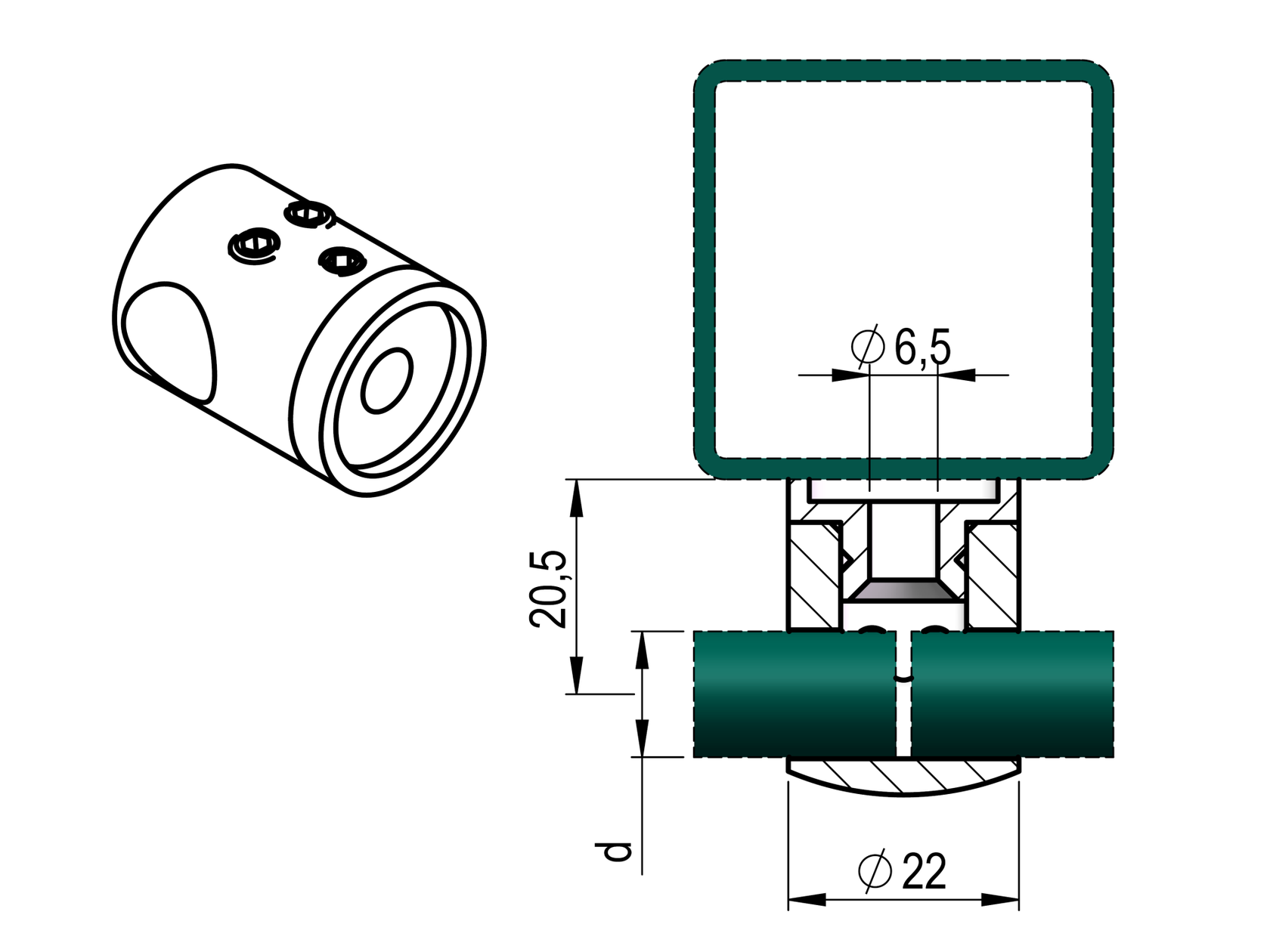Összekötő pálcatartó zártszelvényre