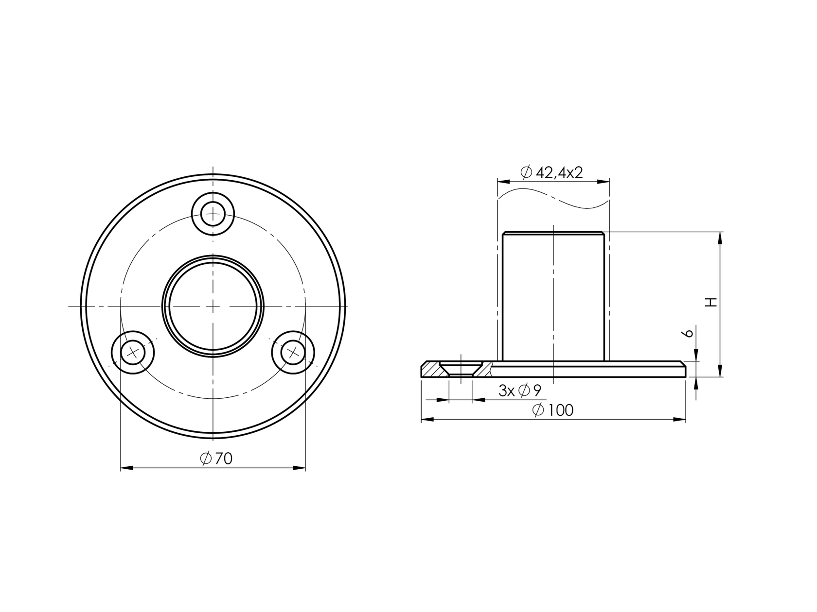 Rozsdamentes korlátoszlop rögzítő elem