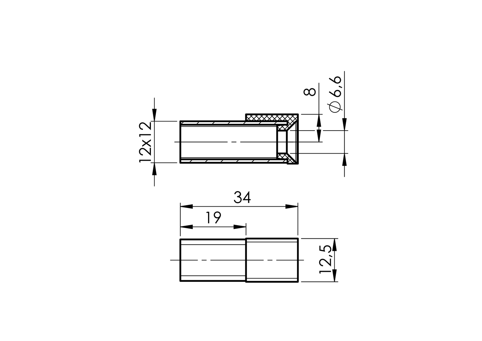 Rozsdam.gumizott síkhátú üvegtám 90°