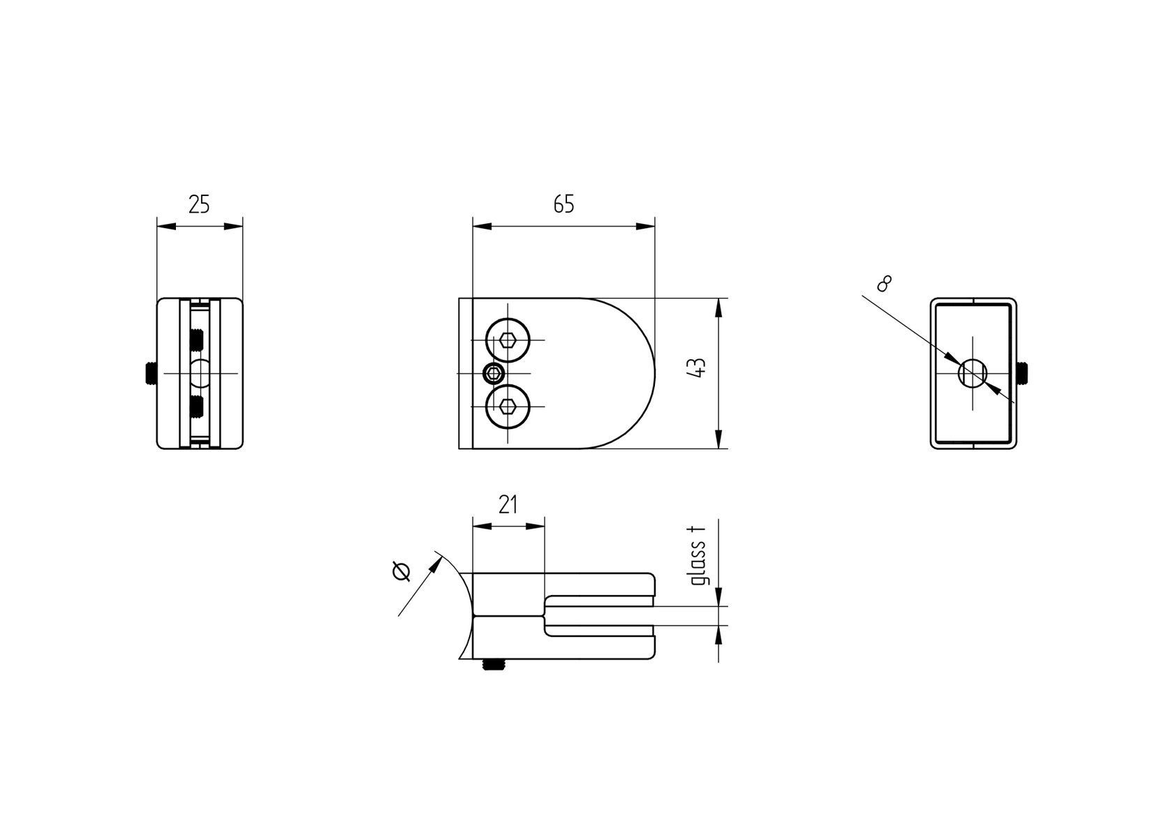 Üvegfogó -zártszelvényre