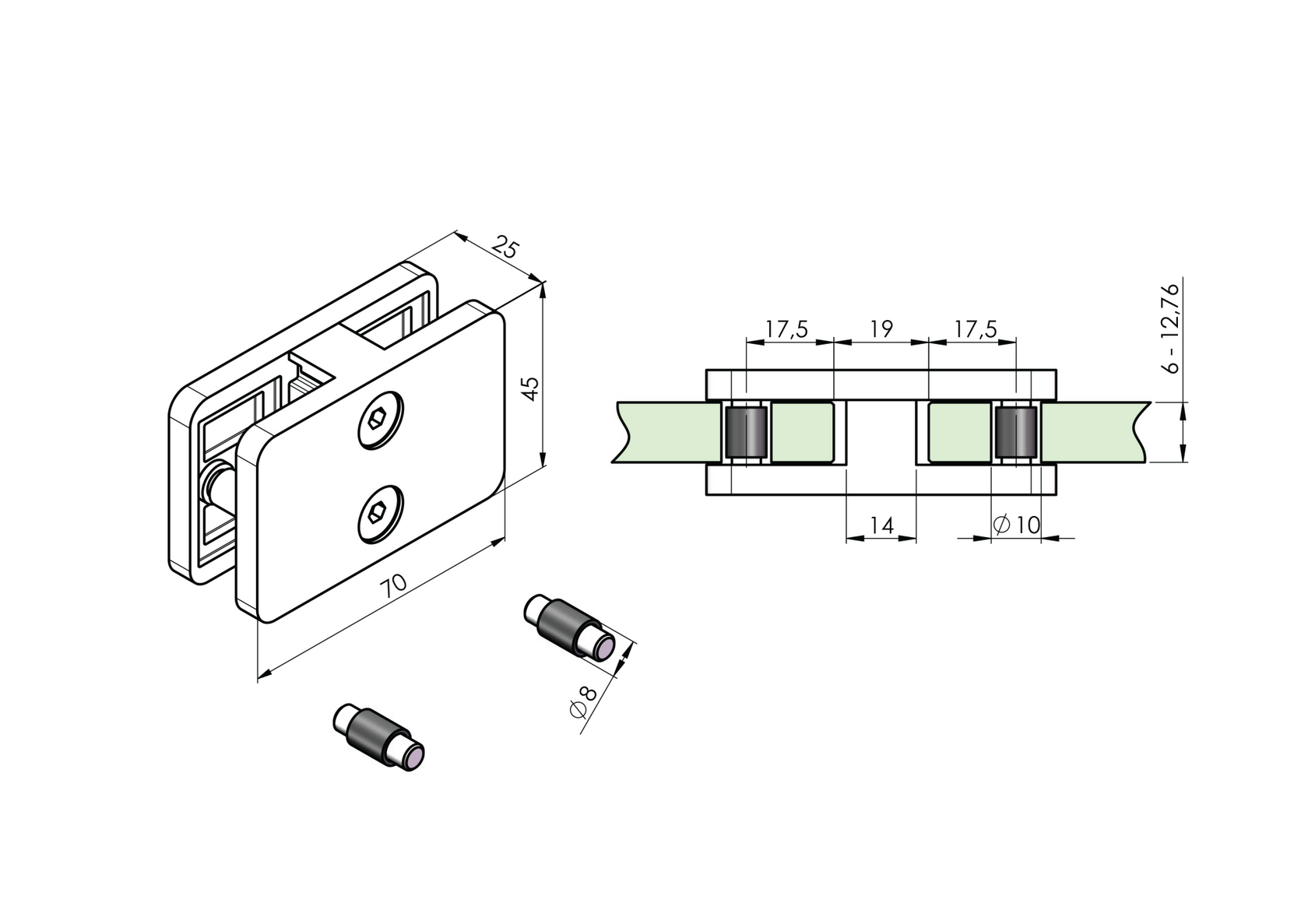 Pontmegfogó síküveg táblák összekötéséhez