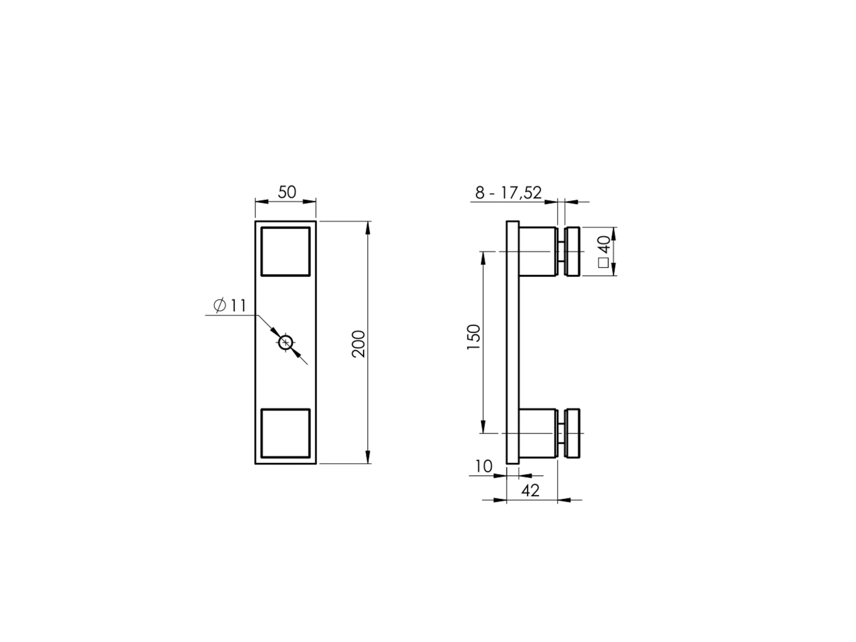 Oldalsó rögzítés üveghez