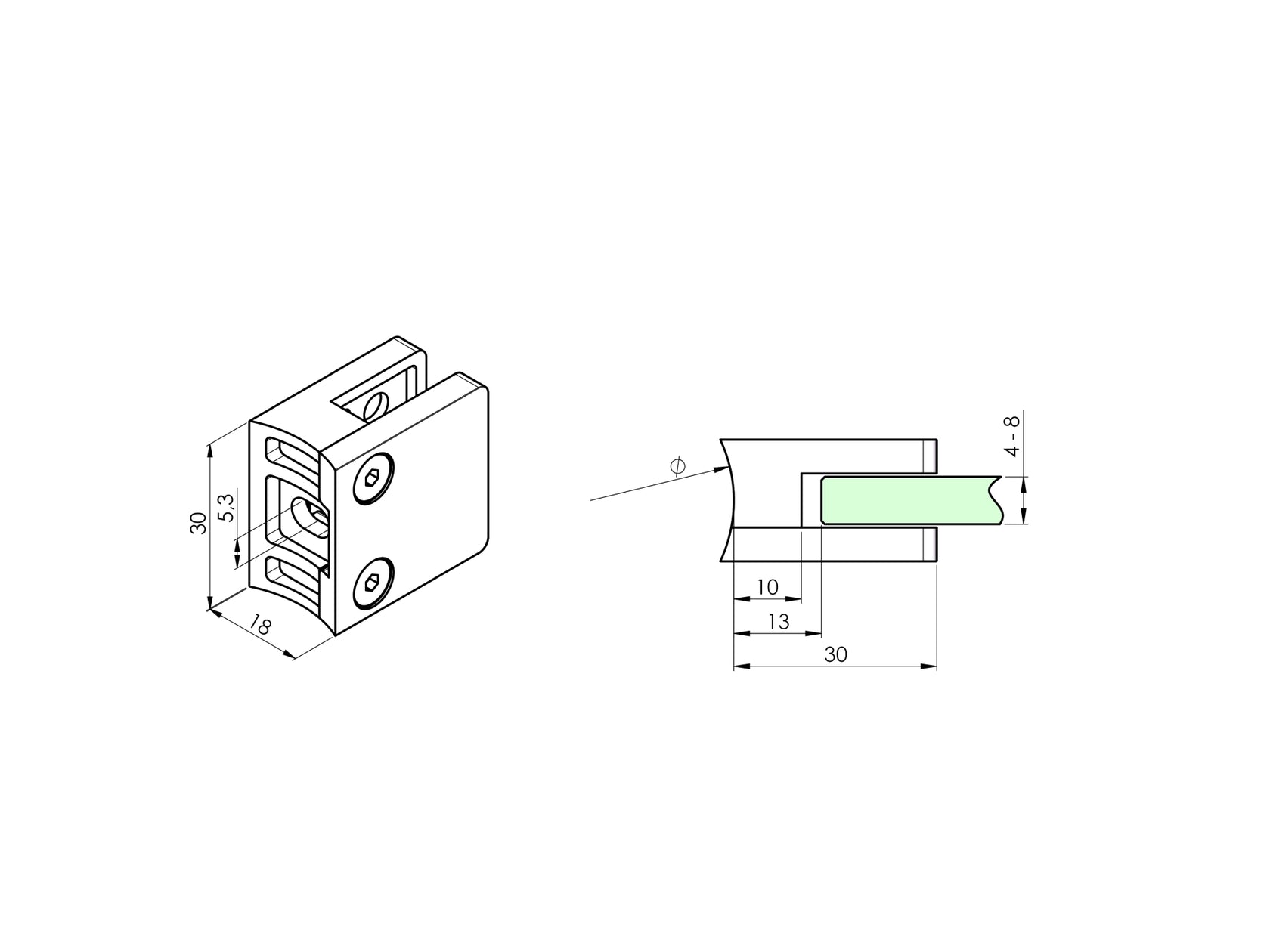 Üvegmegfogó - körszelvényre
