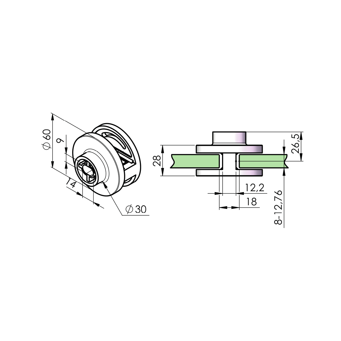 Rozsdamentes pontüvegfogó zártszelvényre