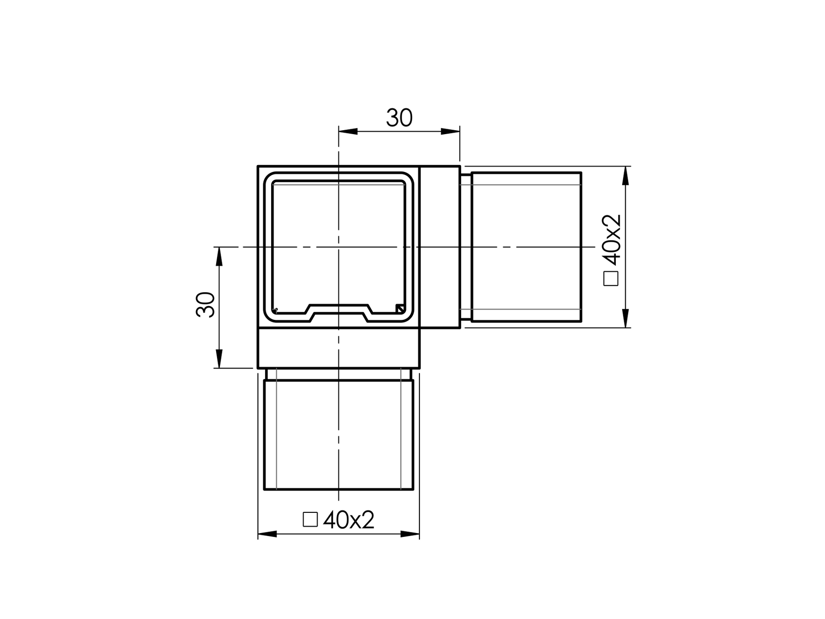 Háromágú sarokidom szögletes kapaszkodóhoz