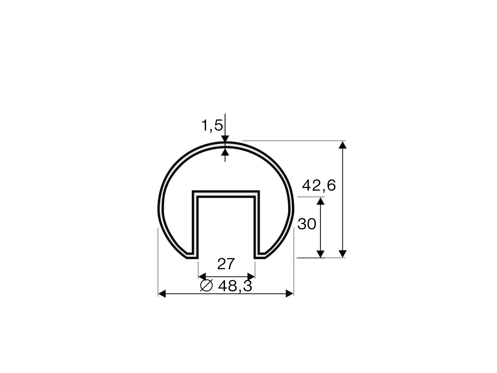 Rozsdam.D48mm nútos körkapaszkodó síküvegkorlátra