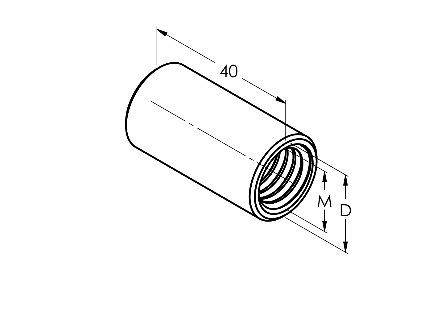 Kerek tengelykapcsoló anya, AISI304, M12x40
