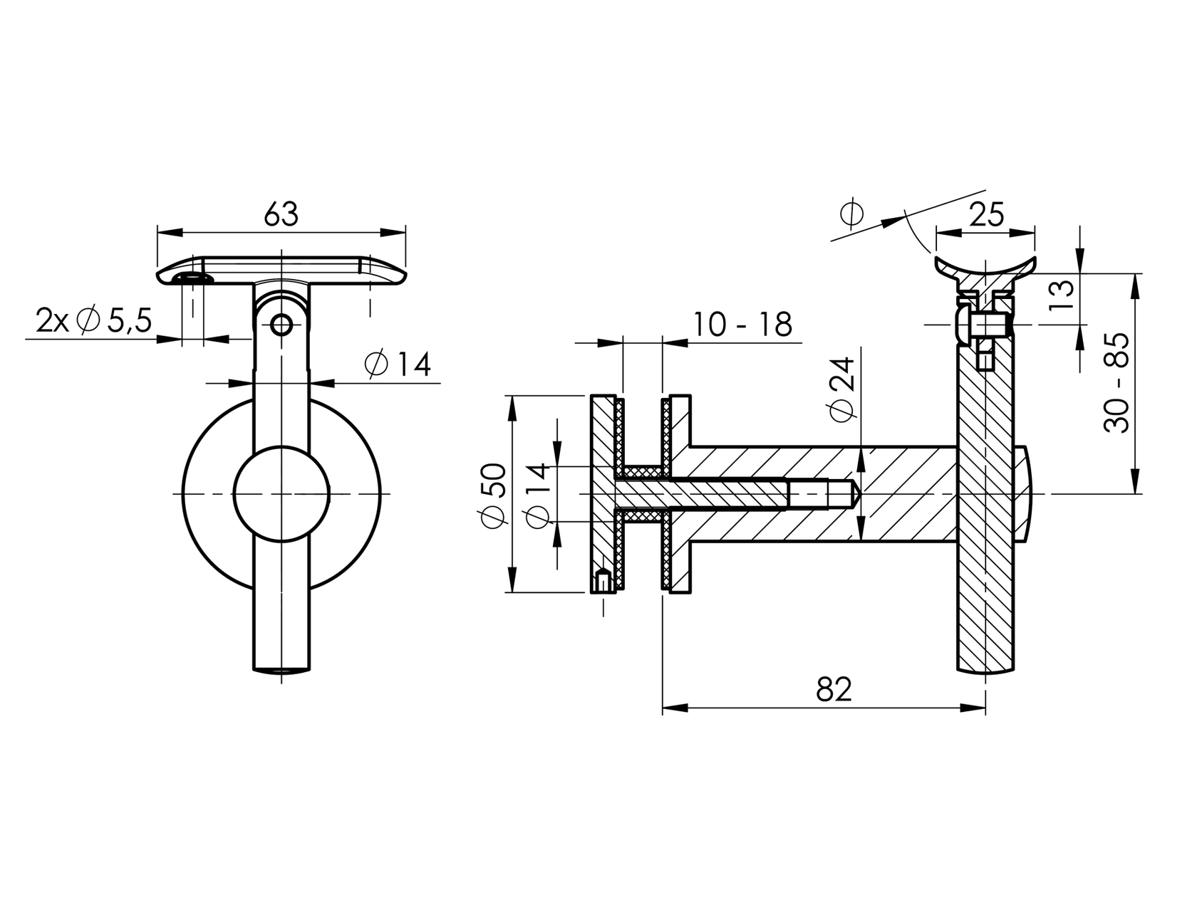Állítható körkapaszkodótartó síküvegre