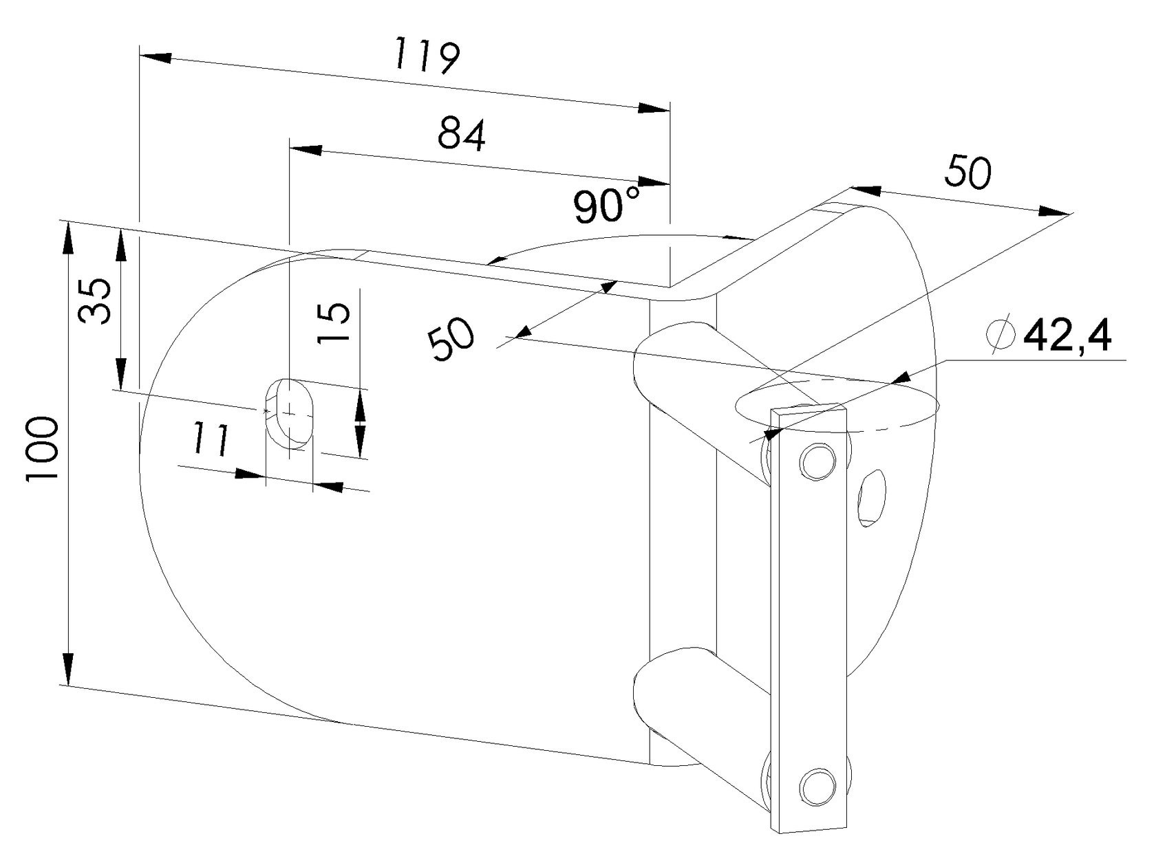 Korlátoszlop rögzítő falikonzoll-külsősarokra
