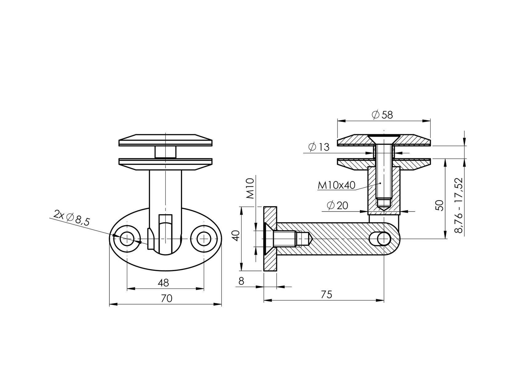 Előtető - alsó rögzítő