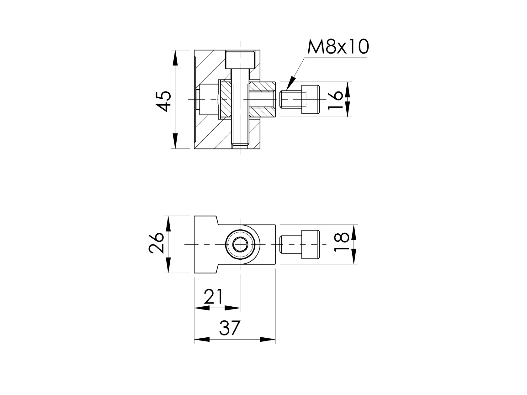 Rozsdam. szögletes pontüvegfogó -zártszelvényre