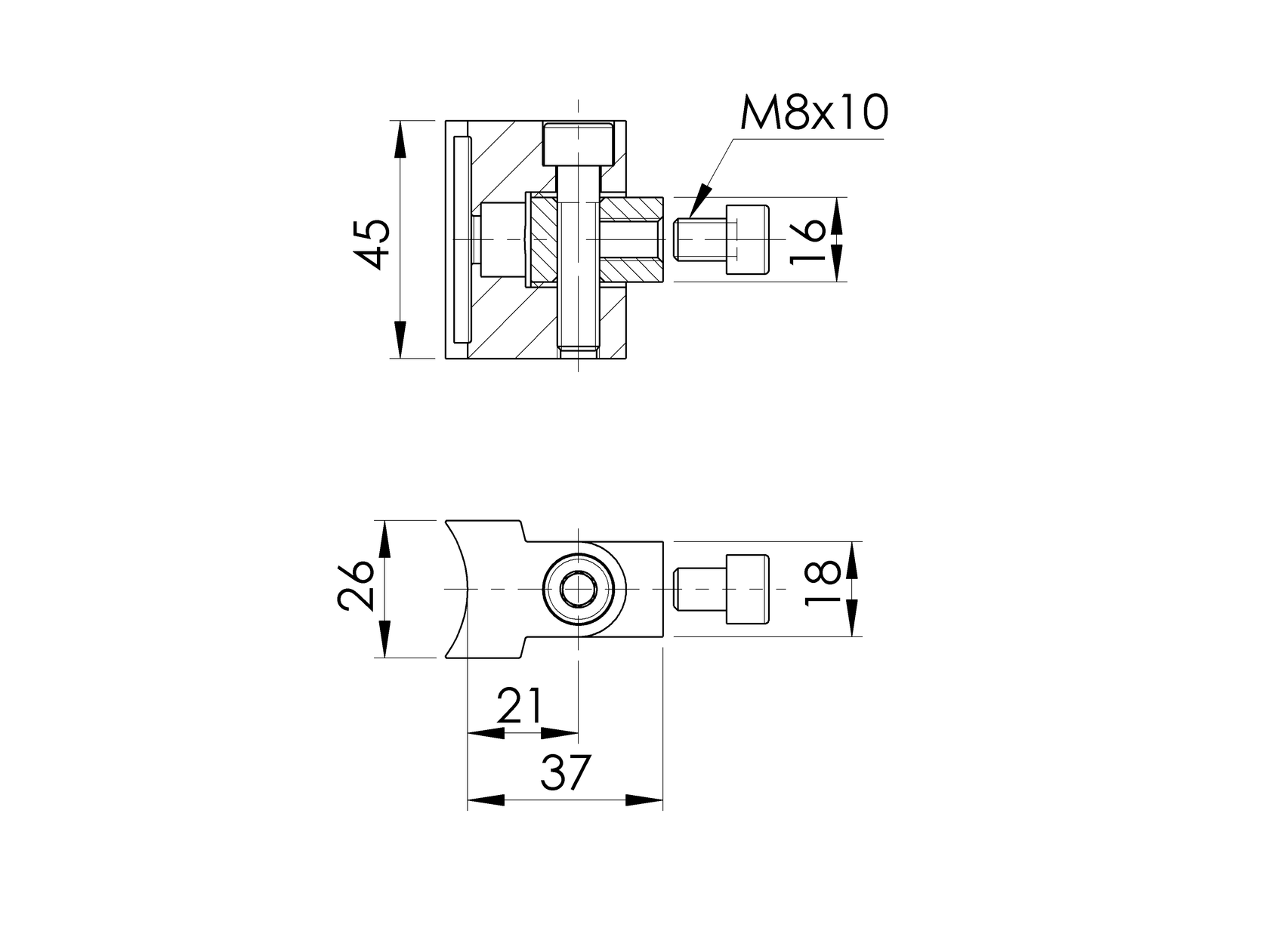 Rozsdam. szögletes pontüvegfogó -zártszelvényre
