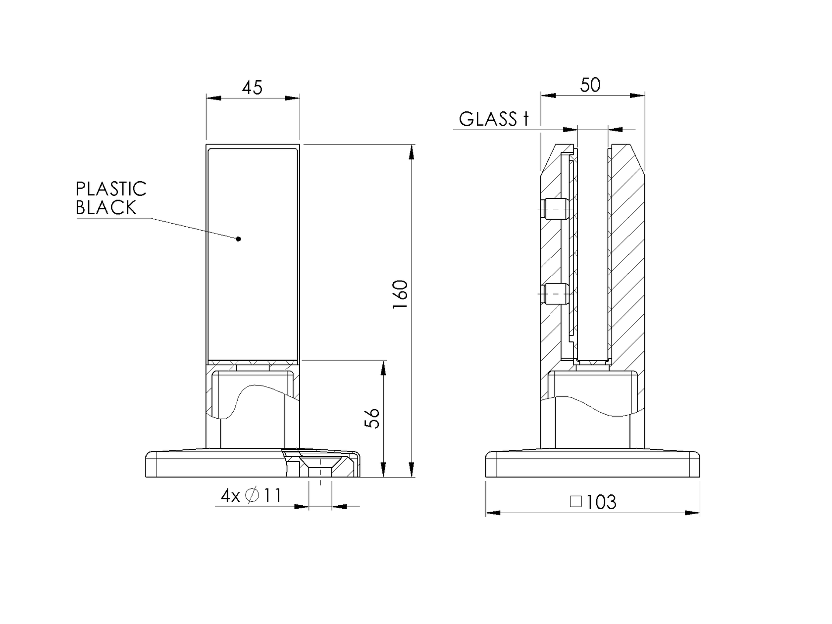 Rozsdamentes spigot oszlop üvegkorláthoz