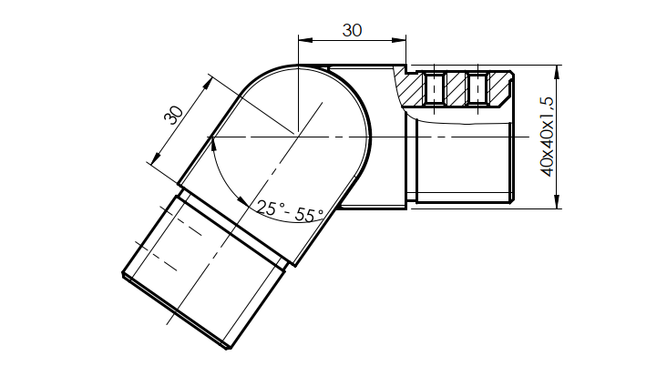 Nútos négyzetkapaszkodóhoz állítható toldóelem