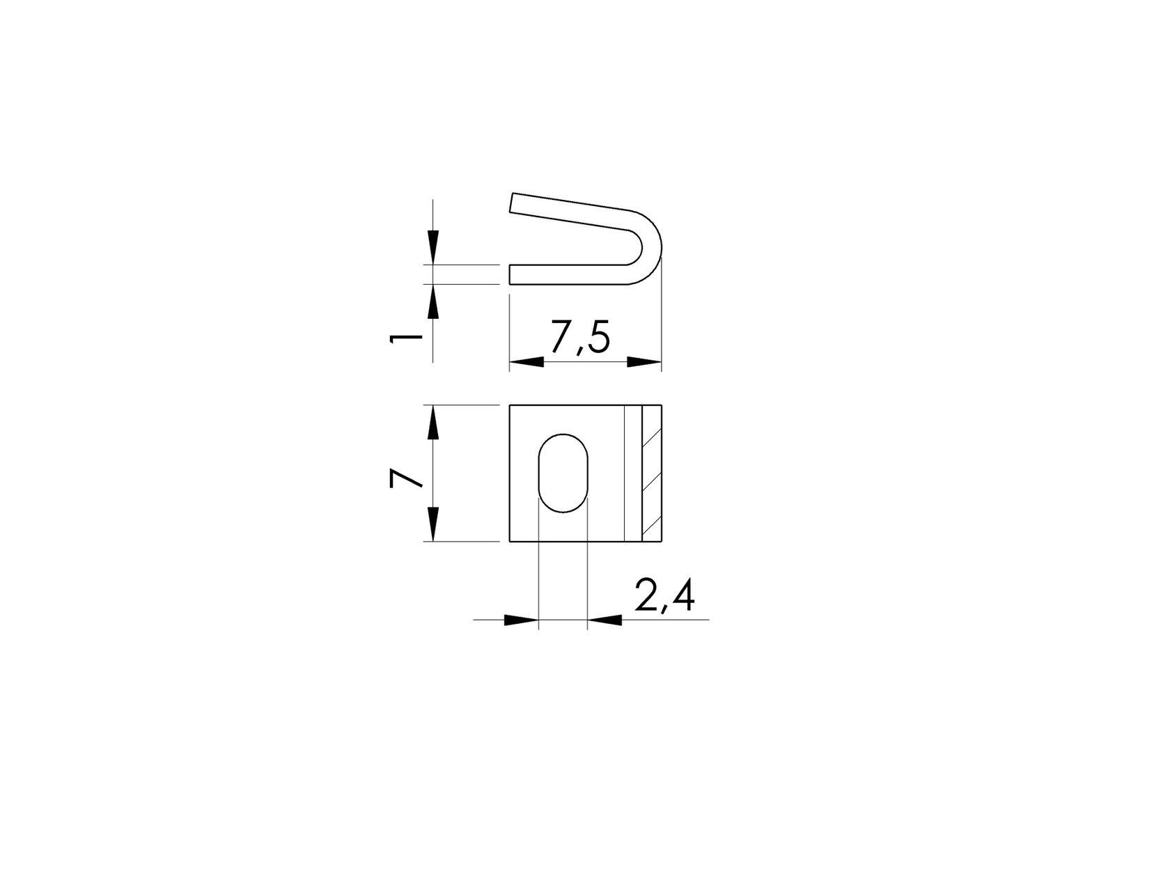 Nerezový clip tvaru "U"