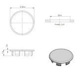 PVC szerelőnyílás takaró alumínium profilhoz, D25mm