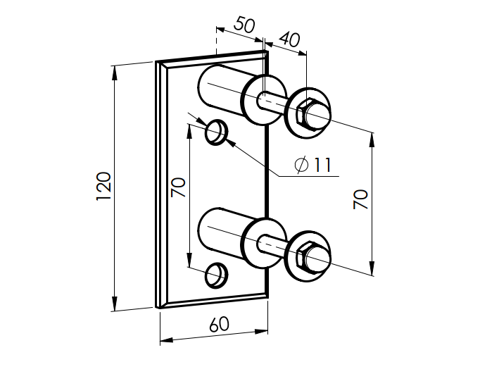 Rögzítő konzoll-négyzet alakú korlátoszlophoz AISI