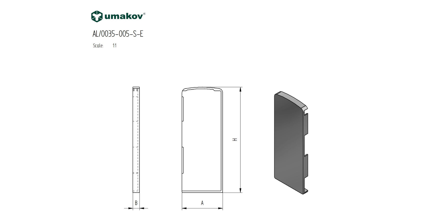 Végzáró alumínium profilhoz AL/0005-S-E